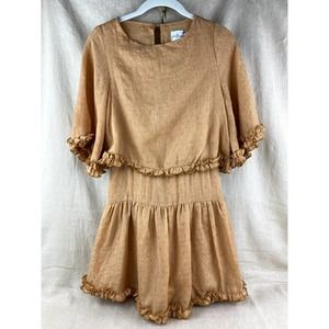 Polly Layered Ruffle Prairie Short Dress Bell Sleeves Women Size 0